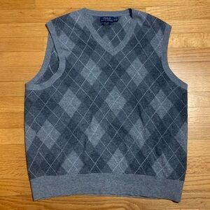 Polo Ralph Lauren 100% Cashmere Argyle Sweater Vest Gray Men’s XL